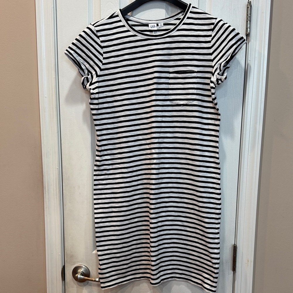 Gap Black & White Striped Cotton Dress